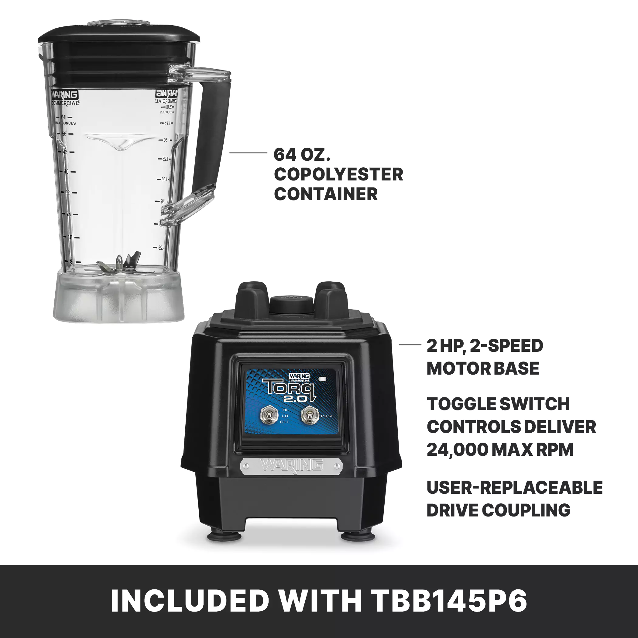 Torq 2.0 Blender with Toggle Switch and 64 oz. Copolyester Jar